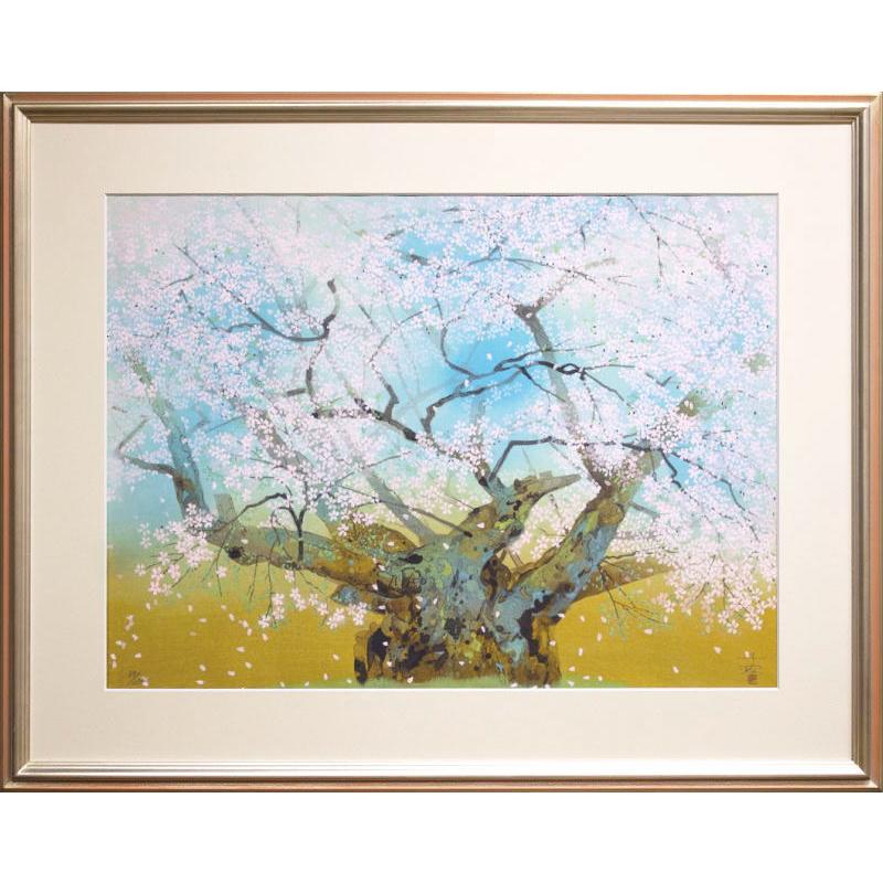 中島千波 「 薄墨桜 」 木版画 版画 絵画 日本画 さくら 春 日本 三大