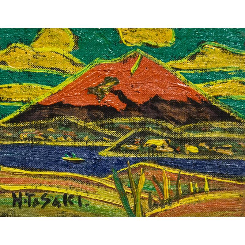 田崎広助 「 朱富士 」( 赤富士 ) 油絵 ・ 油彩画 F0 ( 0号 ) 絵画