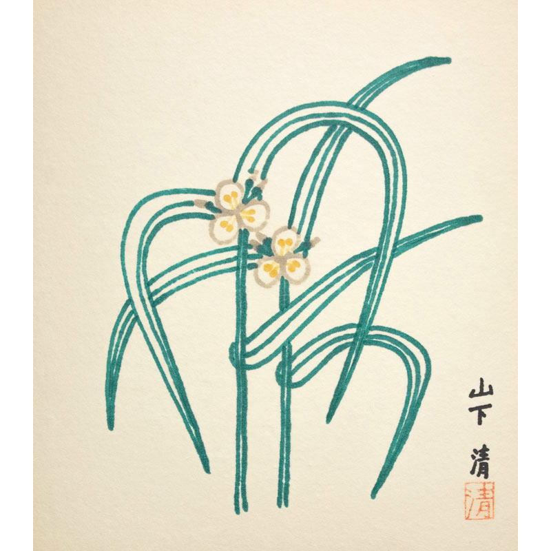 山下 清 「 つゆ草 」 ペン画 ( 鑑定書付き ) 絵画 洋画 肉筆 手描き