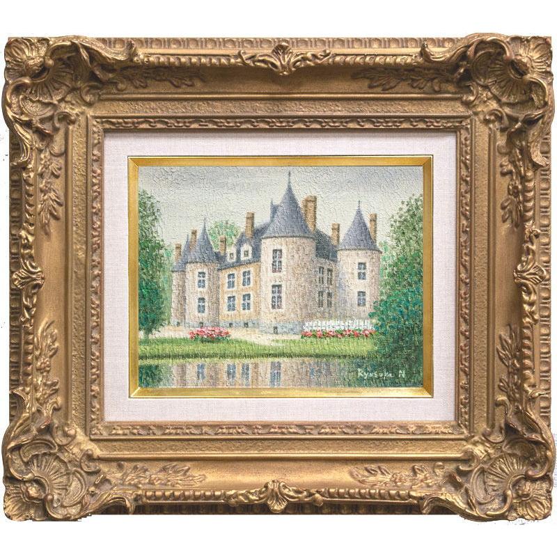 西村龍介 『杜の館』 油絵・油彩画 F2(2号) 絵画 洋画 手描き 肉筆 お