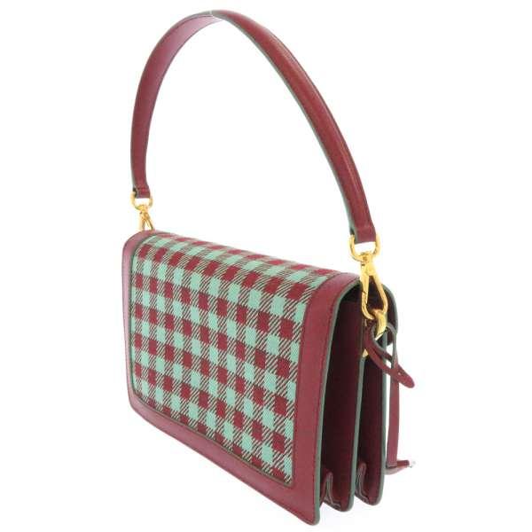 PRADA（プラダ） ショルダーバッグ チェック柄 グリーン レッド BN0924