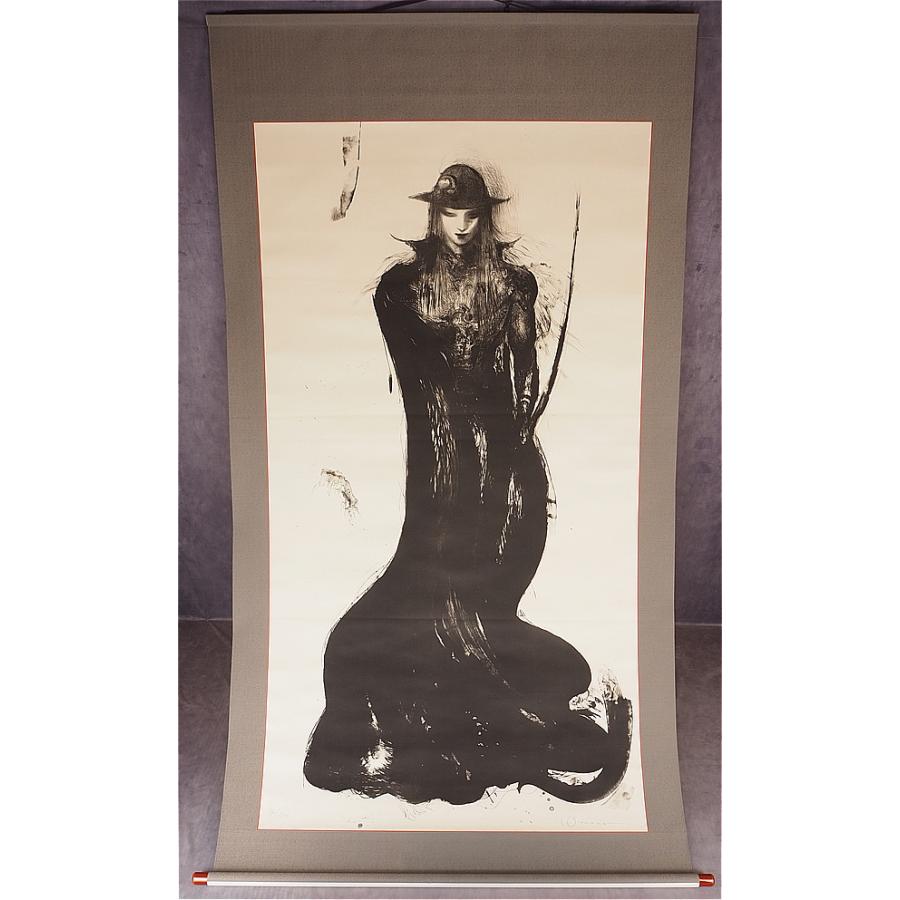 値下げ交渉可【版画】【渡鹿庵】[天野喜孝] 6817 掛軸 長条幅