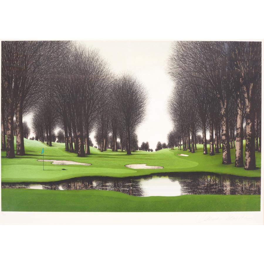 ゴルフ テーマ カラーリトグラフ 絵画 2点セット ゴルフ テーマ カラー