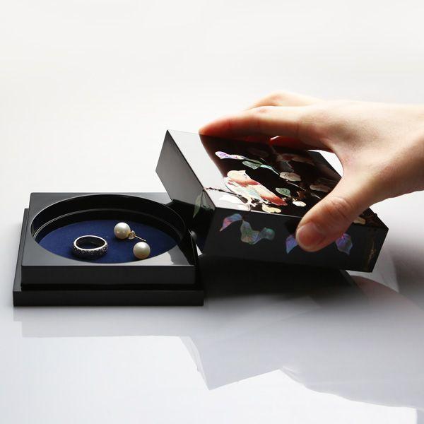 ジュエリーボックス 小箱 螺鈿の宝石箱 茶花にヒクイドリ 漆器