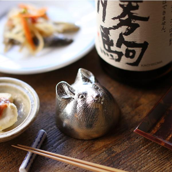 能作/雅覧堂 干支の酒器 子 ねずみ 錫 盃 猪口 酒器 ぐい呑み ぐい飲み