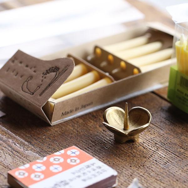 能作 和ろうそく なのはな燭台 高澤ろうそく 真鍮製 菜の花 ろうそく