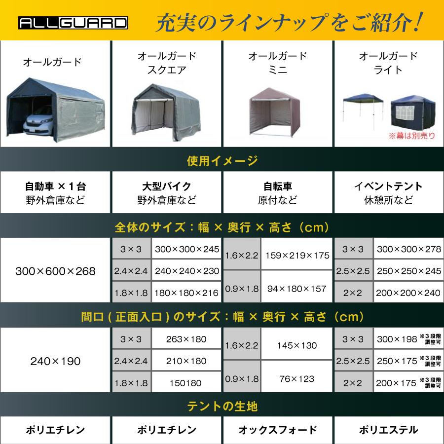 レビューで7000円相当プレゼント】ALL GUARD ガレージテント 3×6m