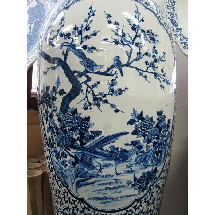 有田焼 染付花鳥図大壺 高さ約1m55cm 陶磁器 花瓶 花生 美術品