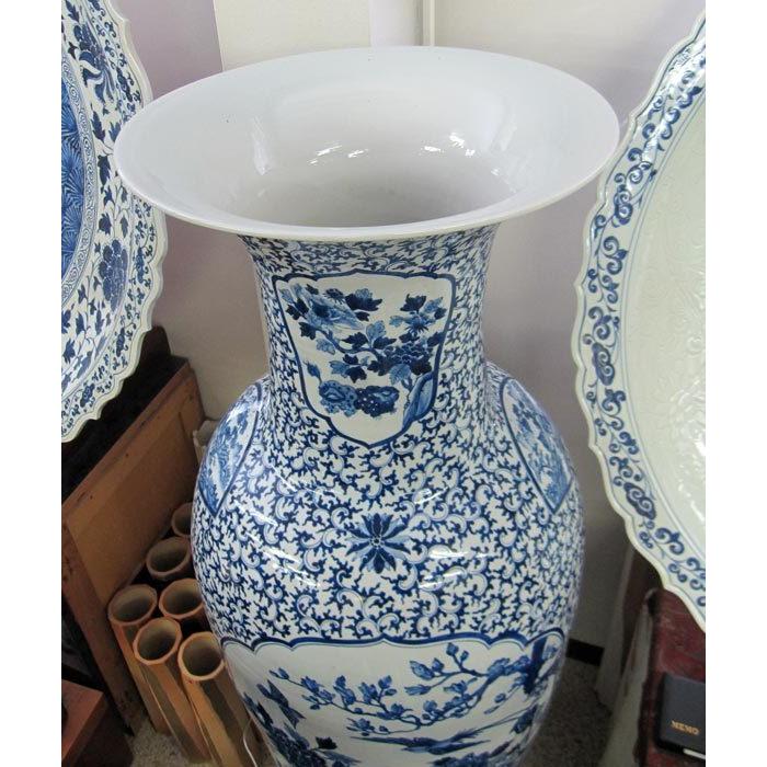 有田焼 染付花鳥図大壺 高さ約1m55cm 陶磁器 花瓶 花生 美術品