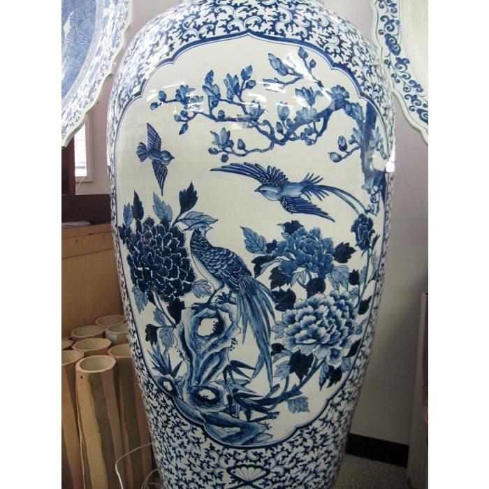 有田焼 染付花鳥図大壺 高さ約1m55cm 陶磁器 花瓶 花生 美術品