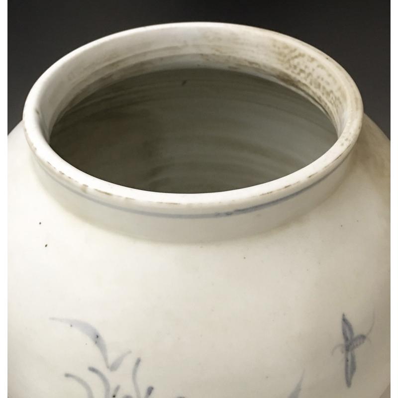 李朝 青花草花文壺 全高38cm 韓国 朝鮮 陶磁器 希少 花瓶 白磁 染付