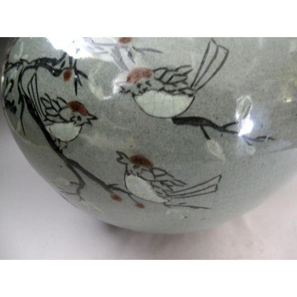 高麗青磁 辰砂 動物文壺 猫 鳥 高さ約24cm 李朝 陶磁器 韓国 朝鮮 美品