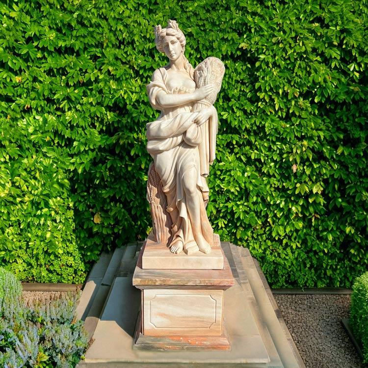 天然大理石彫刻 豊作のヴィーナス (秋) ピンク 乙女 H 212cm 女神