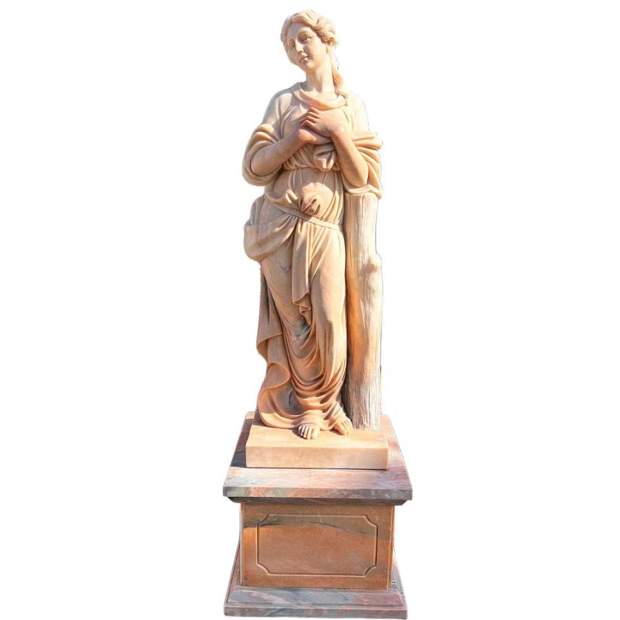 天然大理石彫刻 やすらぎのヴィーナス (冬) ピンク H210cm 女神