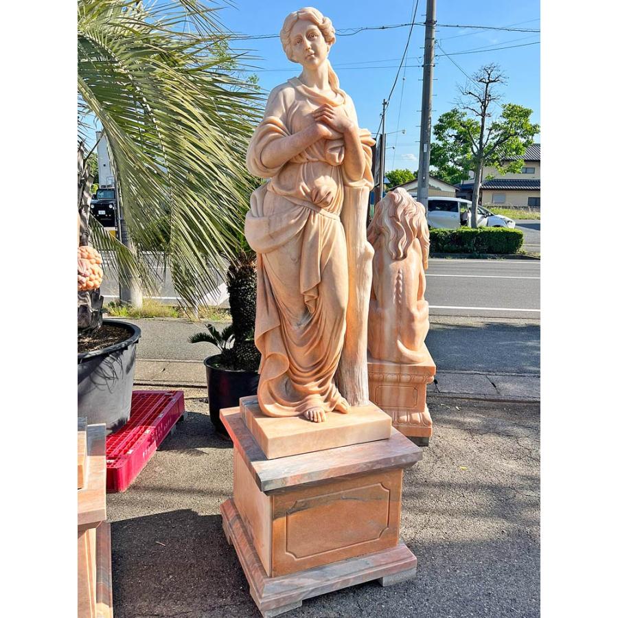 天然大理石彫刻 やすらぎのヴィーナス (冬) ピンク H210cm 女神