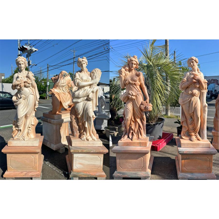 天然大理石彫刻 やすらぎのヴィーナス (冬) ピンク H210cm 女神