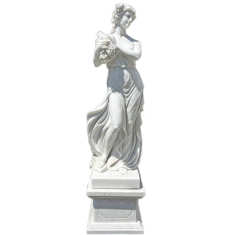 天然大理石彫刻 葡萄を抱えるヴィーナス (夏) H200cm 石像 女性 女神