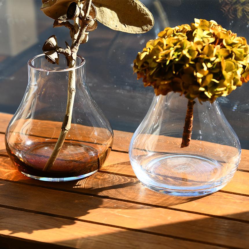 Clay（クレイ） ガラス花瓶 ガラスベース フラワーベース シンプル