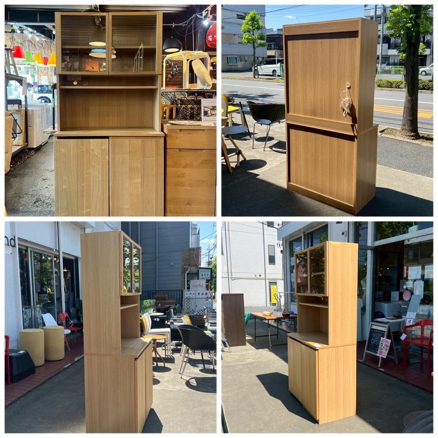 無印良品（MUJI） タモ材 天然木 カップボード キッチンボード 食器棚