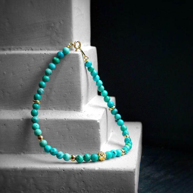 G-BALLER / ジーボーラー】K18 ターコイズ ビーズブレスレット 本物 18