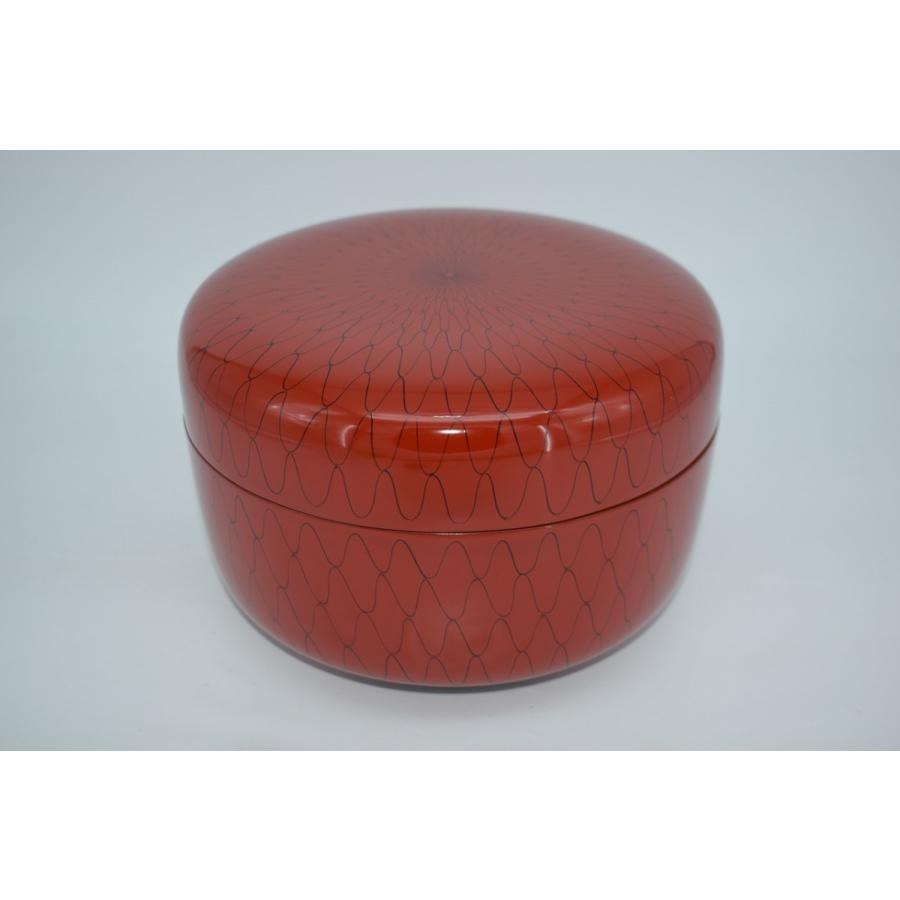 茶道具 菓子器 朱 網目 喰籠 掛子付 堀川 蒼雲 作 茶道 23-5702 : 月