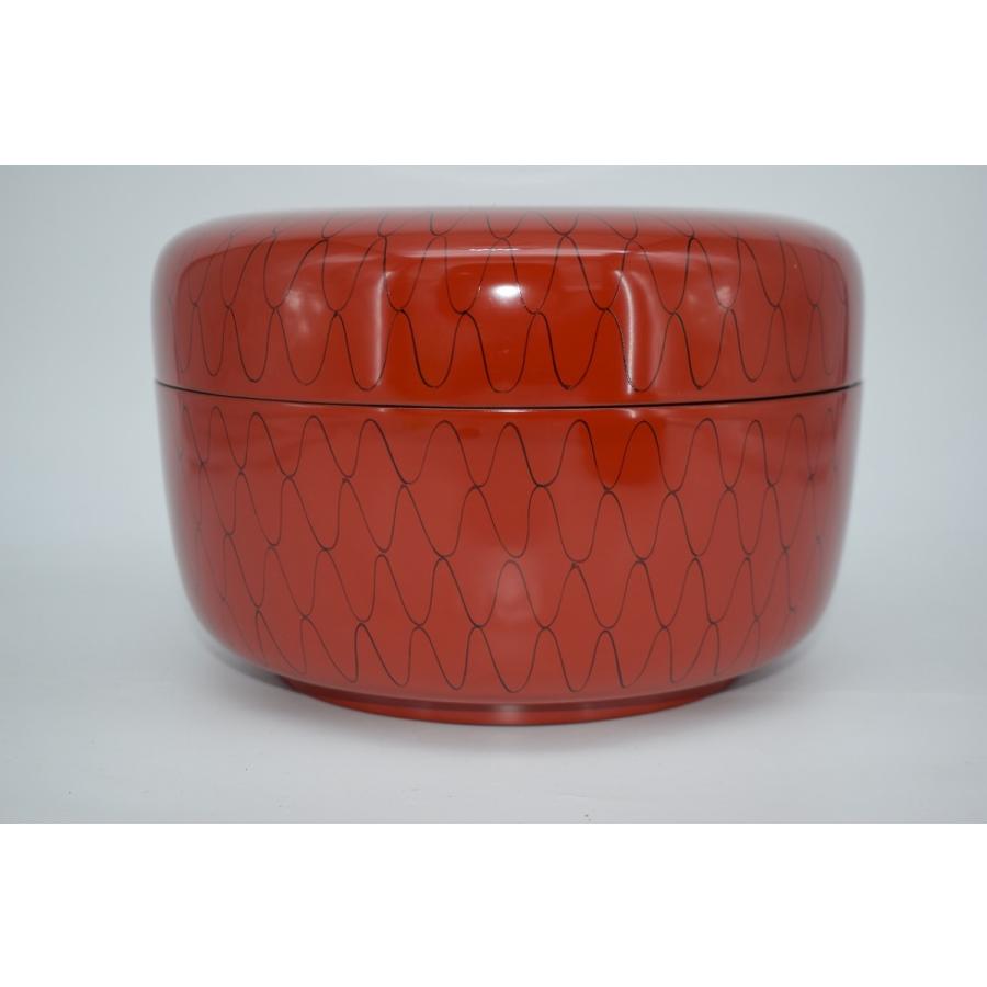 茶道具 菓子器 朱 網目 喰籠 掛子付 堀川 蒼雲 作 茶道 23-5702 : 月