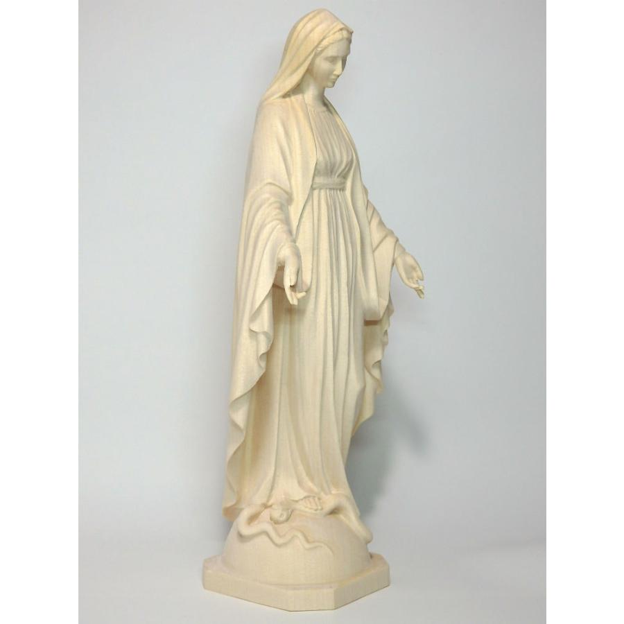 創業100年《レーピ》木彫り 聖母マリア像 20cm「無原罪」白木仕上げ