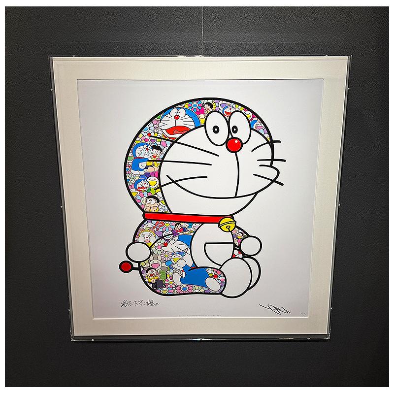 村上隆 おすわりドラえもん〜おーいのび太くん 特注アクリル額装 直筆