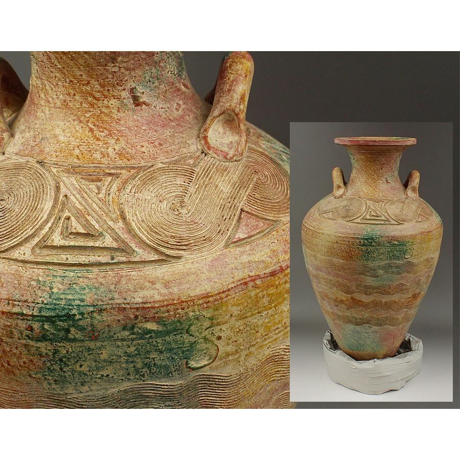 源・S】中南米 インカ文明？ 波状紋 二耳壺・土器 : 古美術 源氏庵