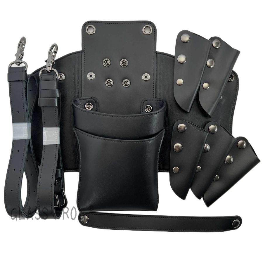 本革シザーケース オリジナル ブラック 牛革 送料無料 ハサミ5丁収納