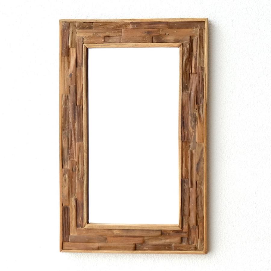 鏡 壁掛け 木製 ウォールミラー 洗面所 トイレ 玄関 木 天然木 ウッド