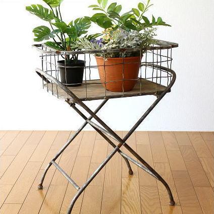 フラワースタンド アイアン 木製 花台 アンティーク レトロ フラワー