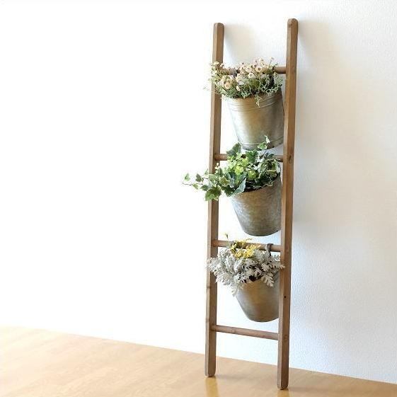 ラダーラック フラワーラック 木製 レトロ シャビー アンティーク風