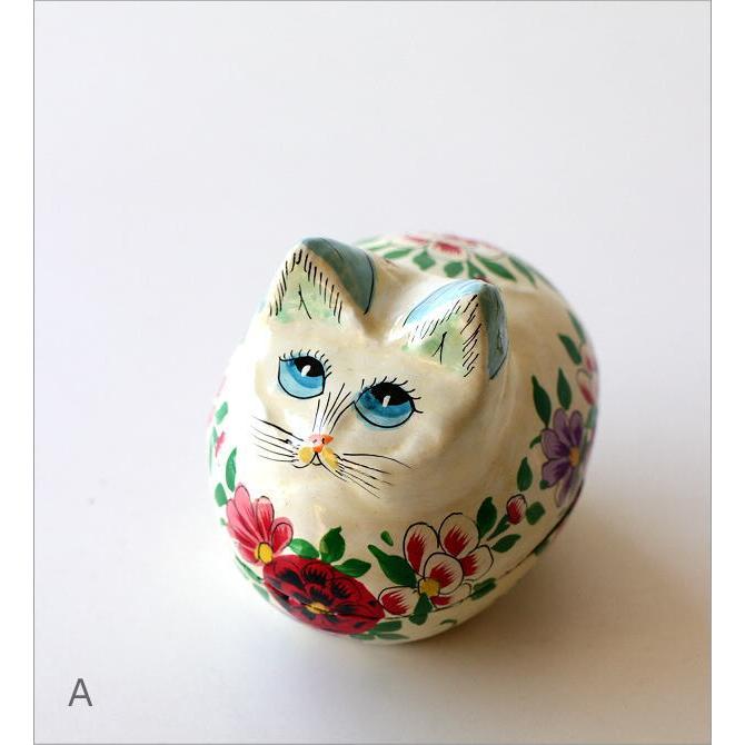 置物 オブジェ 小物入れ ネコ ねこ 猫 ペーパーマッシュ おしゃれ 蓋