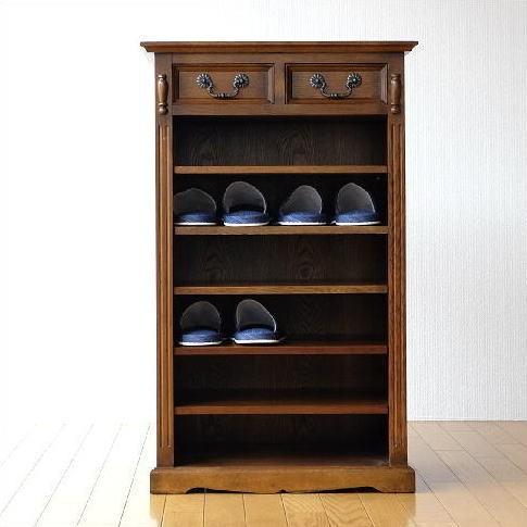 スリッパラック 木製 アンティーク レトロ 棚板可動式 おしゃれ 玄関