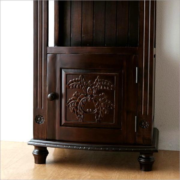 電話台 花台 アンティーク調 玄関 ハイスタンド 木製 キャビネット 扉