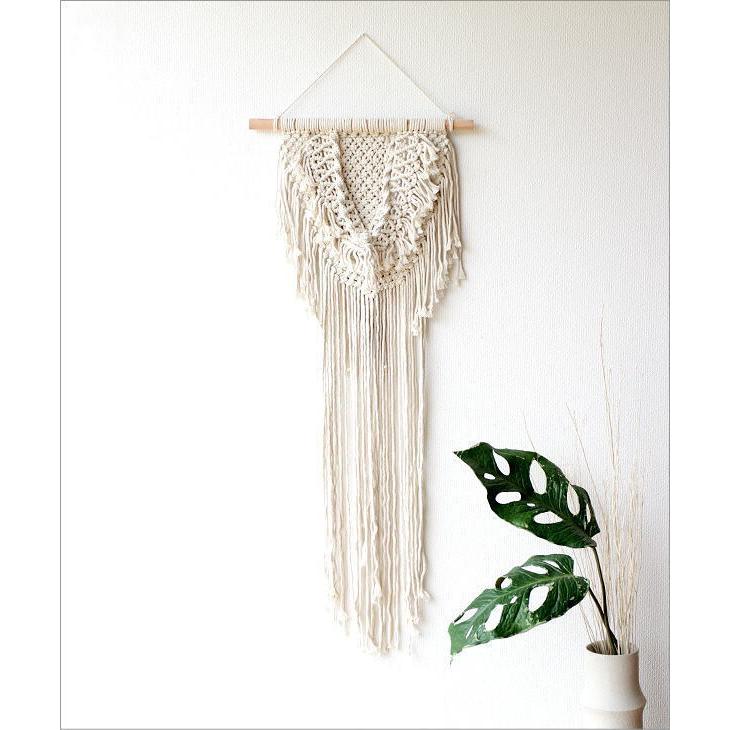 タペストリー マクラメ ロング シンプル 北欧風 壁掛け 手編み