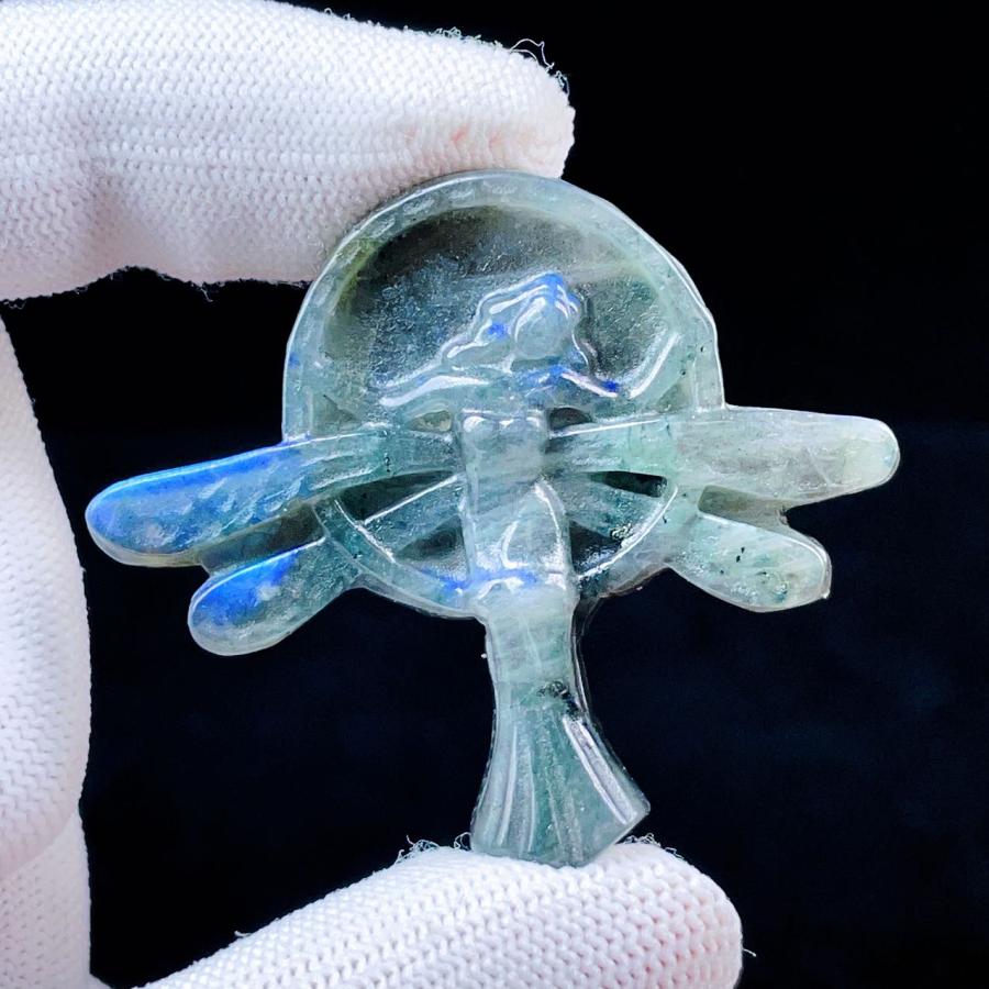 PROME 天然石 一点物 特別仕様品・ラブラドライト・彫刻品・左右の穴