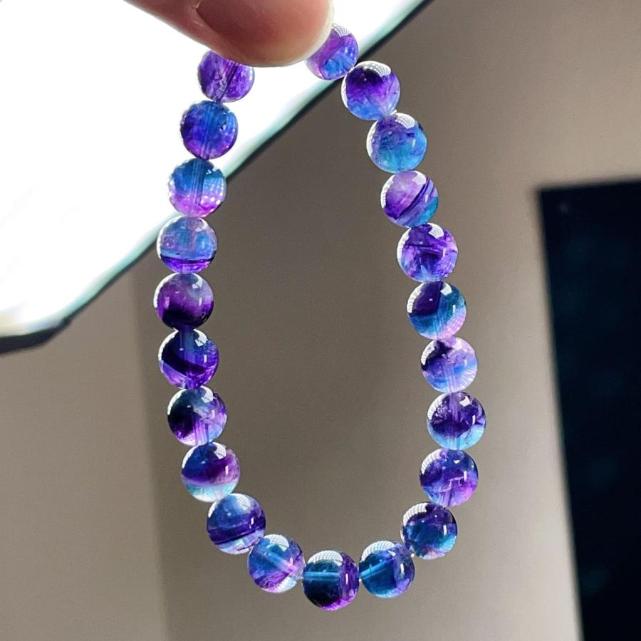 PROME 天然石 一点物 青紫色 フローライト ブレスレット NO.V5762