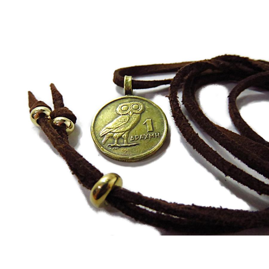 梟 フクロウ コイン ネックレス ゴールド ペンダント ドラクマ 硬貨