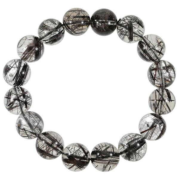 ブラックルチルクォーツ 高品質 ブレスレット 14.4mm 20cm メンズLL