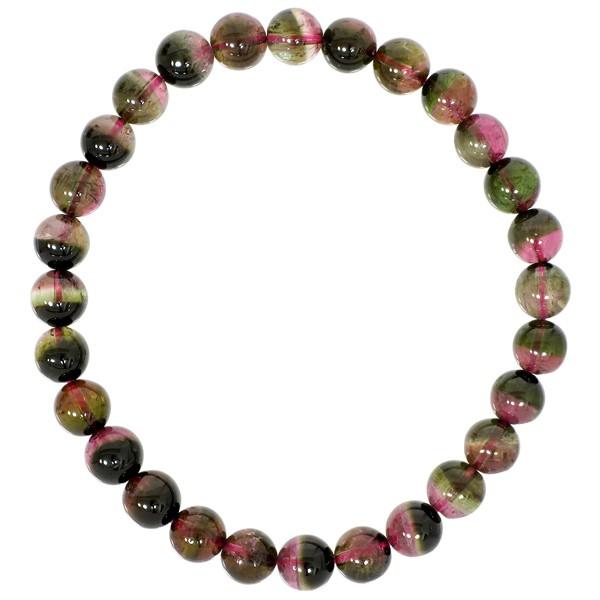 ウォーターメロントルマリン ブレスレット 7mm 19cm 高品質 バイカラー