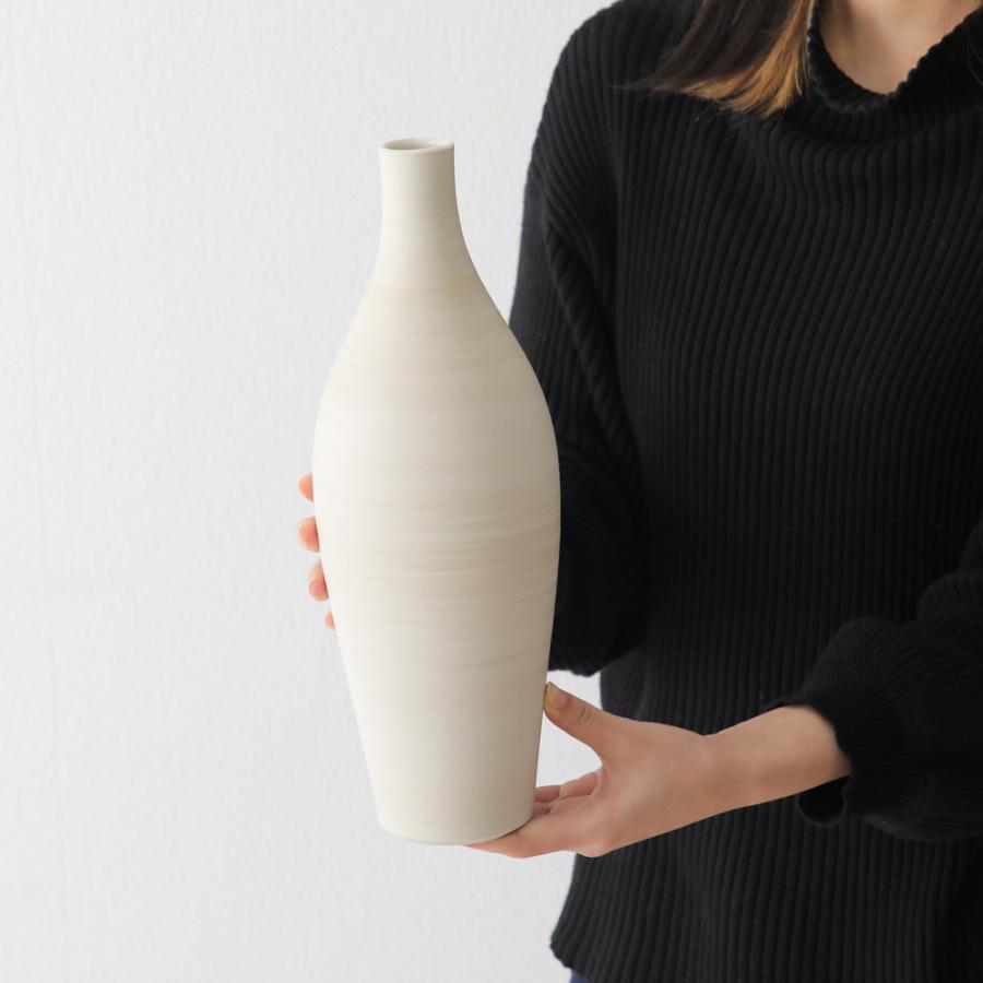 手引きろくろ フラワーベース「大」ホワイト 白 生成り 花器 花入 花瓶