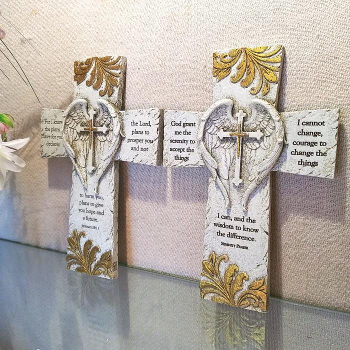 十字架 壁飾り 天使の翼 クロス バイブルワード エンジェルウィング