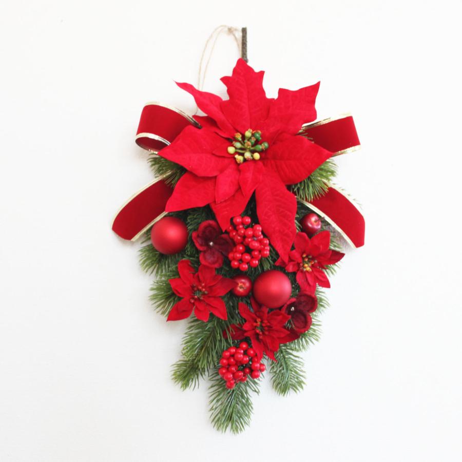 大きなポインセチア レッド系 クリスマスリース 送料無料 スワッグ