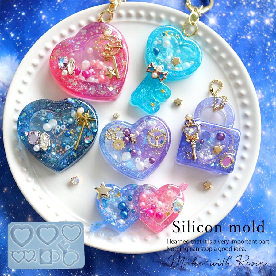 シリコン型・モールド ハートと鍵のカシャカシャ シリコンモールド