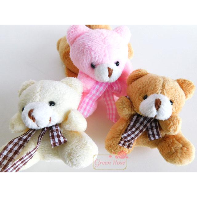 チェックのリボンが付いたクマちゃんぬいぐるみ 1個 くま ぬいぐるみ