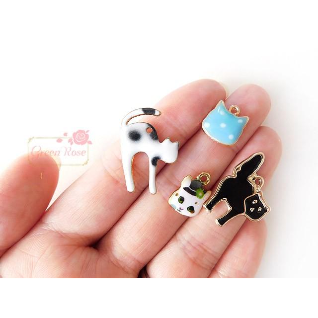 にゃんこチャームセット ランダム12個入り 金属 ねこ 猫 ネコ 足あと