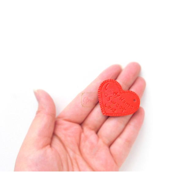 レザー風タグチャーム ハート型 合皮 全7色 10枚 2112 kt66