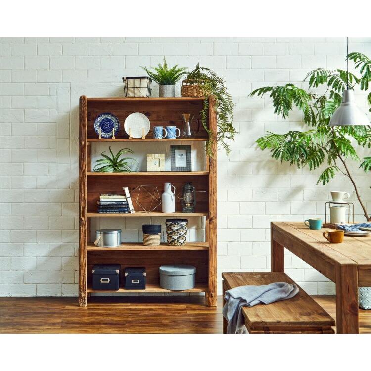 シェルフ ラック おしゃれ 完成品 古材 木製 収納棚 5段 飾り棚 本棚